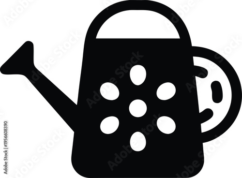 a watering can with spout and handle the entire image silhouette vector illustration on transparent background