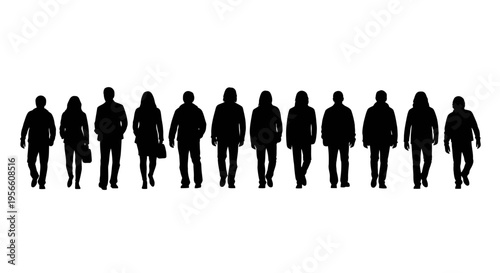 People walking in a line outdoors