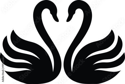 a swan with arched neck and smooth body the entire image silhouette vector illustration on transparent background