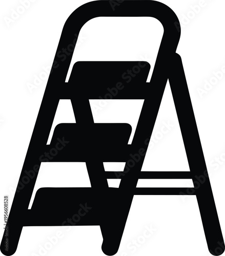 a step stool with two steps and handrail the entire image silhouette vector illustration on transparent background