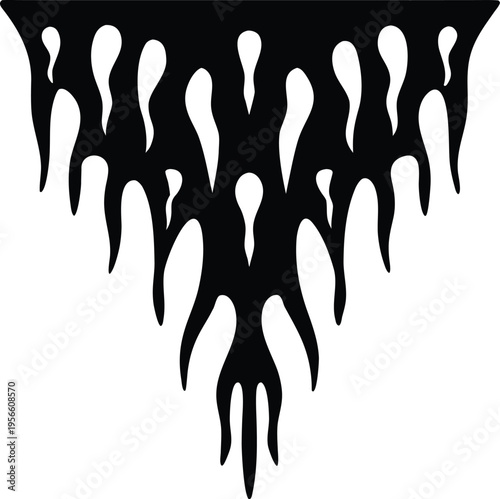 a stalactite hanging from cave ceiling the entire image silhouette vector illustration on transparent background
