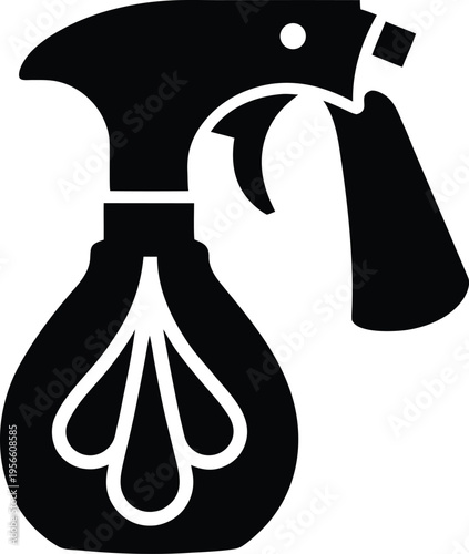 a spray bottle with trigger and nozzle the entire image silhouette vector illustration on transparent background