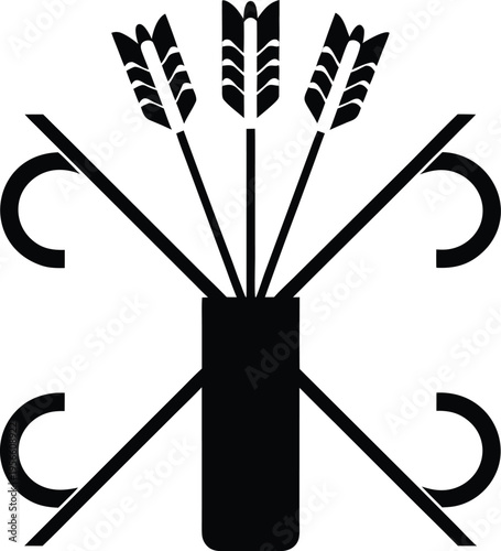 a quiver with fletched arrows sticking out the entire image silhouette vector illustration on transparent background
