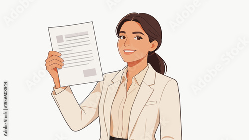 Woman holding document in professional attire