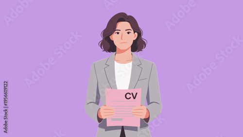 Businesswoman holding CV document
