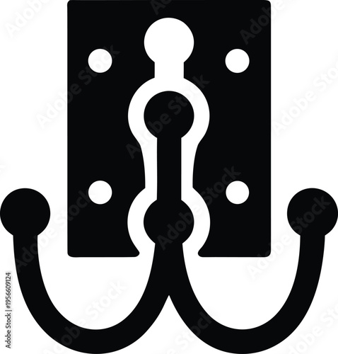 a key hook with three pegs on a backplate the entire image silhouette vector illustration on transparent background