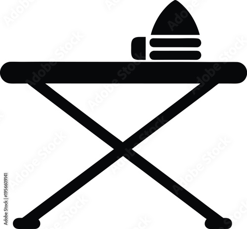 a ironing board with folded legs and pad the entire image silhouette vector illustration on transparent background