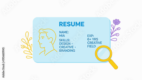 Resume design with magnifying glass