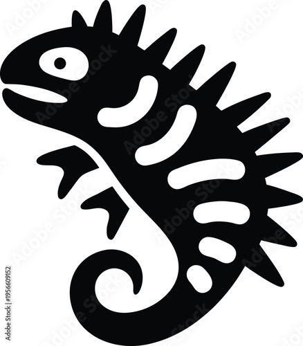 a iguana with spiny dorsal ridge the entire image silhouette vector illustration on transparent background