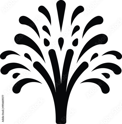 a geyser erupting with water column the entire image silhouette vector illustration on transparent background