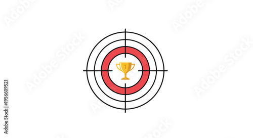 A bullseye target with a golden trophy in its center is illustrated against a clean white background.