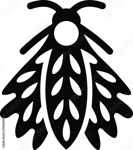 a firefly with glowing abdomen solid circle the entire image silhouette vector illustration on transparent background