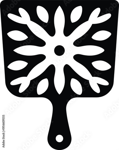 a dustpan with flat scoop and handle slot the entire image silhouette vector illustration on transparent background