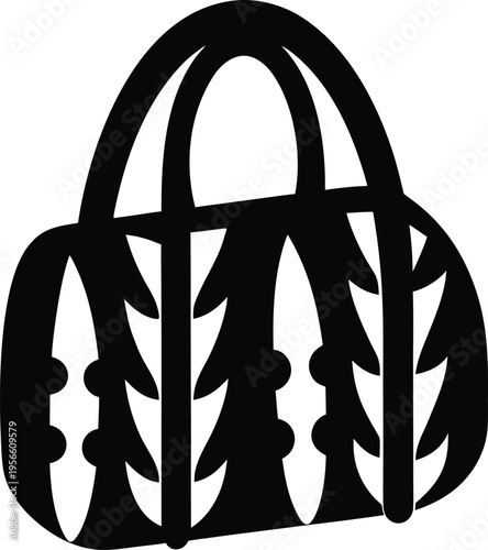 a duffel bag with zipper and carry handles the entire image silhouette vector illustration on transparent background