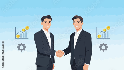 Two men in suits shaking hands