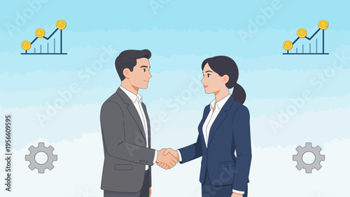 Business handshake between man and woman