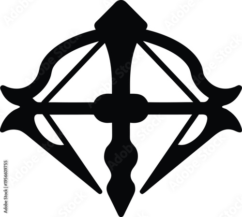 a crossbow with stock and trigger the entire image silhouette vector illustration on transparent background