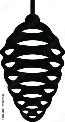 a chrysalis with smooth surface and hanging thread the entire image silhouette vector illustration on transparent background