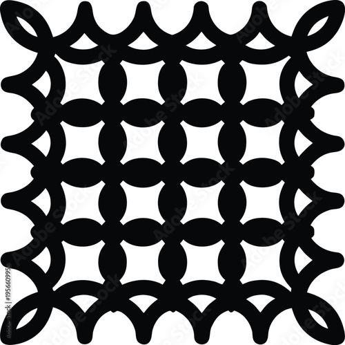 a chainmail patch with interlinked rings the entire image silhouette vector illustration on transparent background