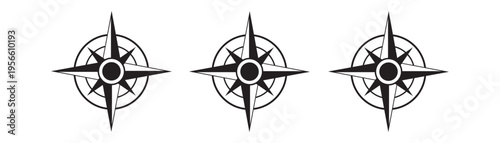 Triplicate compass rose navigation symbols