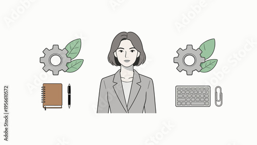 Businesswoman with office tools