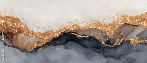 Elegant Gold and Grey Abstract Fluid Art