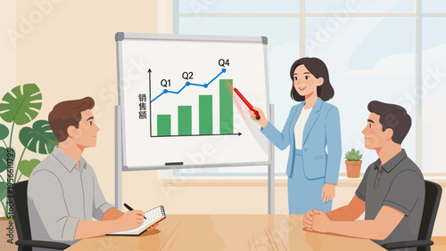 Business meeting with sales chart presentation