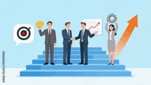 Business team with growth symbols