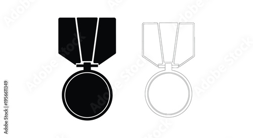 Medal Icon Set Vector - Solid and Outline