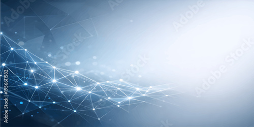 Abstract Digital Network Connection Background with Glowing Nodes and Lines, Futuristic Technology Data Concept. Vector Illustration.