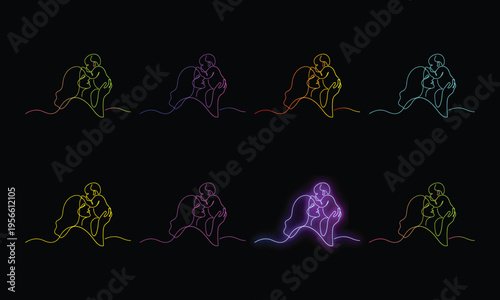 Couple Love Neon Lines