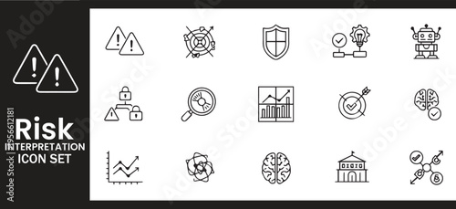 Risk Interpretation and Strategic Business Decision Process Icon Set