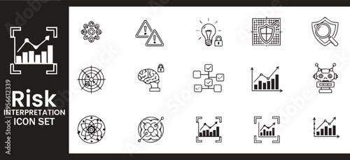 Risk Interpretation and Strategic Business Decision Analytics Icon Set