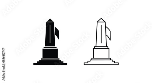 Obelisk Monument Icon Set Vector