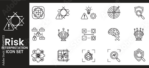 Risk Interpretation and Strategic Decision Making Icon Set