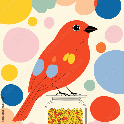 Red Cardinal on Window Bird Feeder