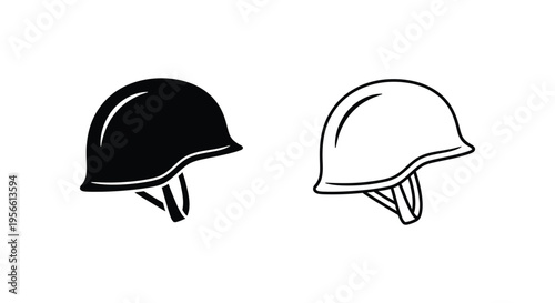Military Helmet Icon Set Vector