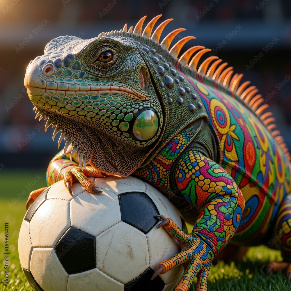 Fototapeta premium iguana, mexico, balompié, balón, bailes, deporte, campeonato, juego, ilustración, vector, certamen, símbolo, icono, objeto, gol, designio, equipo, arte, copa, esfera, 3d, mundo, bandera, mascota, aleg