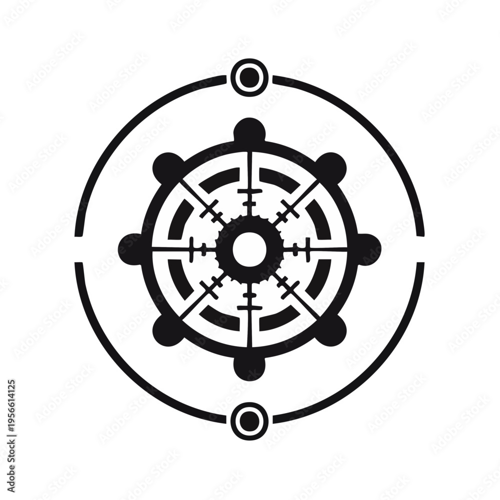 Fototapeta premium Abstract Geometric Symbol Circular Target Emblem Concentric Circles and Crosshairs