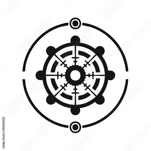 Abstract Geometric Symbol Circular Target Emblem Concentric Circles and Crosshairs