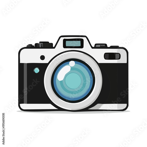 Retro Camera with Lens Reflection Illustration