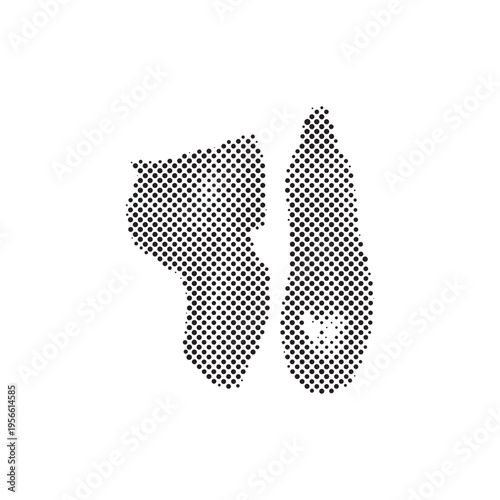 Modern Sneaker and Footwear Silhouette in Dotted Halftone Style