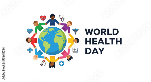 People uniting around the earth for world health day celebration