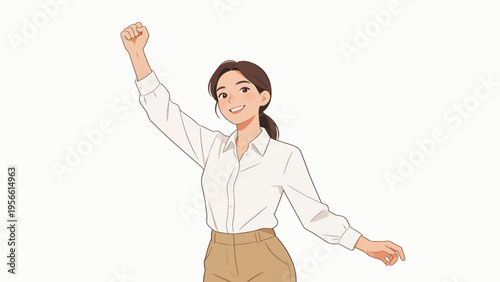 Cartoon woman raising fist