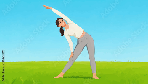 Woman doing yoga pose outdoors