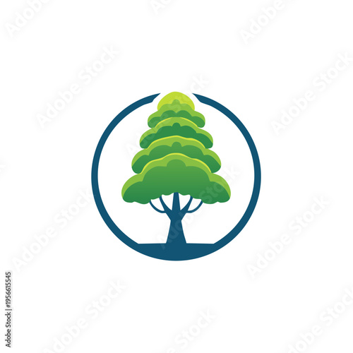 Stylized Evergreen Tree Icon Within a Circle for Nature and Eco Themes
