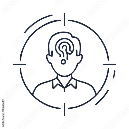 Targeted Person With Question Mark In Head Inside Crosshairs