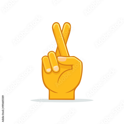 Yellow Hand Gesture with Crossed Fingers for Good Luck or Hope