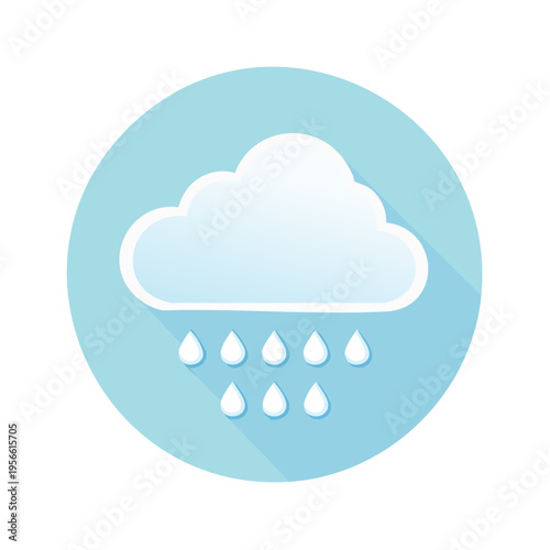 Simple cloud raining water drops weather icon illustration flat design
