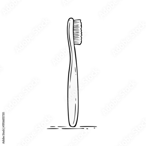 Hand drawn toothbrush illustration sketch with bristles and handle